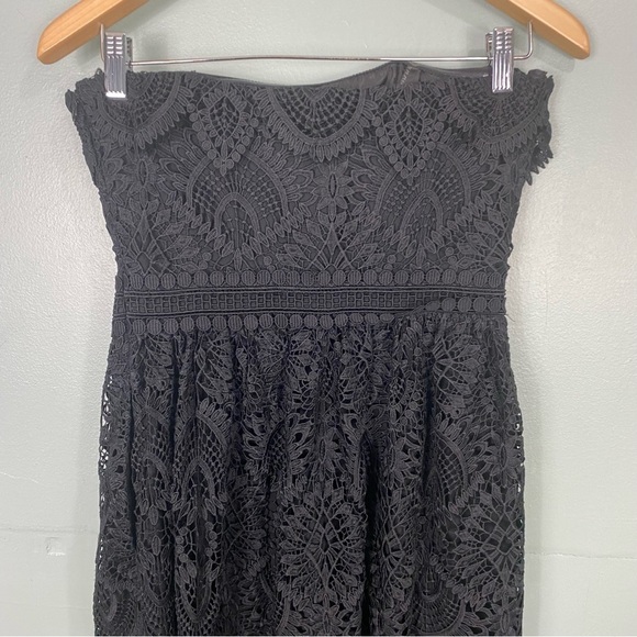 Shoshanna Black Lace Eleanora Strapless Midi Dress Cocktail Sz 4 - Picture 6 of 9